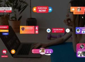 AE模板-多彩社交媒体通知点击关注按钮订阅包