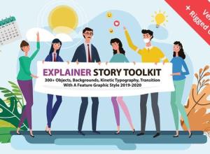 AE模板-角色视频演示卡通人物MG动画场景解说片头