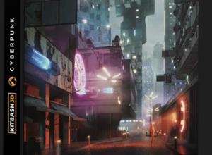 未来派赛博朋克风格城市楼房建筑3D模型