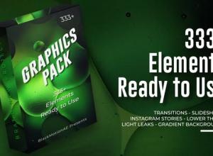 AE模板-333+图形包动画视频转场渐变背景社交媒体标题动画