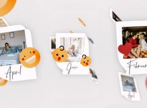 AE模板-简单便贴竖屏回忆幻灯片照片相册片头