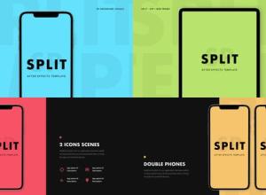 AE模板-手机样机拆分APP宣传片头 Split - App Promo