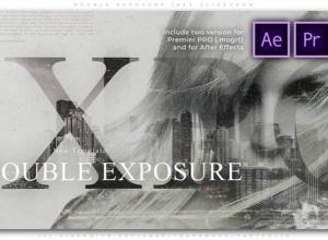 AE模板+PR预设-双重曝光水墨视差粒子照片回忆幻灯片