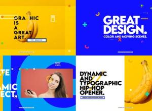 AE模板-创意动态嘻哈时尚图形视频包装片头