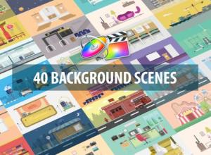 FCPX插件+Apple Motion-40个扁平化背景场景MG动画