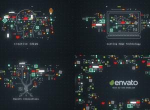 AE模板-抽象科技感面孔头部图形开场