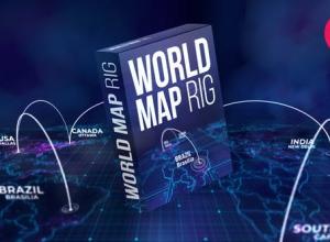 AE模板-科技感三维地图路径连线位置标注动画