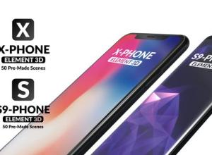 E3D模板-三星S9 iPhoneX苹果手机APP宣传包装展示动画