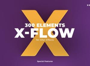 AE模板-300个动画元素社交媒体图形图标X-Flow