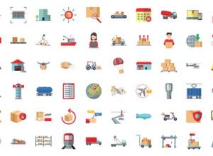 AE模板-100个产品公司订单管理仓库物流图标动画