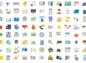 AE模板-100个数字营销电子商务图标动画