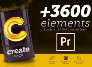 PR预设-3600+创意社交媒体文字标题排版背景呼出指示线形状表情符号动画元素包