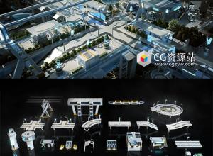 未来科幻城市街道建筑3D模型 C4D/MAX/FBX/OBJ/Maya/Blender/UE/Unity
