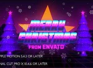 FCPX模板-复古80年代假日圣诞节片头动画 Retro 80s Christmas Wishes