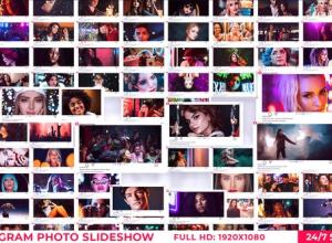 AE模板-100张照片幻灯片INS图片照片墙展示片头