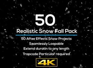 AE模板-50个独特逼真下雪飘雪花工程动画