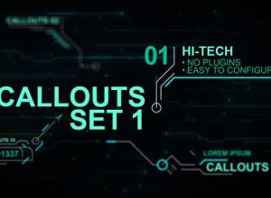 AE模板-科技感指示线标注动画 Callouts set 1 hi-tech