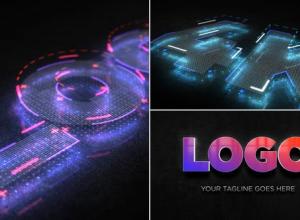 AE模板-三维科技感logo动画 Digital 3D Logo Reveal