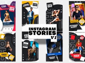 AE模板-8个垂直版多彩时尚美容服装网络媒体宣传