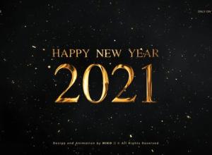 AE模板-2021年新年倒计时金色包装文字片头 New Year Countdown 2021