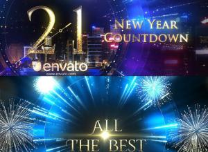AE模板-2021新年时钟60秒粒子烟花倒计时片头+背景音乐