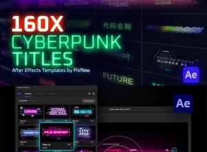 AE脚本-160+赛博朋克科幻未来文字标题标注背景视频包装动画