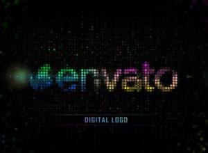 AE模板-彩色网格点状科技感Logo动画 Color Digital Grid Logo