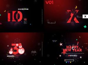 AE模板-动态快速创意图形新年倒计时动画