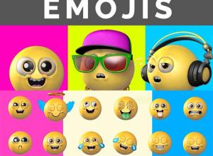100组卡通可爱人物表情符号搞笑微笑Emojis动画包视频素材
