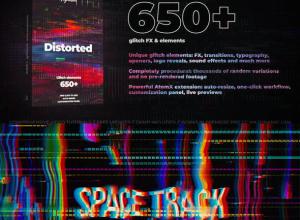 AE脚本-650+故障元素科技感信号损坏扭曲撕裂噪点音效特效视频转场