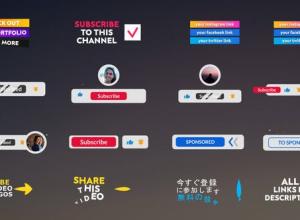 AE模板-时尚实用色彩鲜艳网络社交字幕条订阅按钮动画