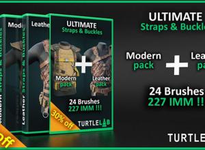 27组Zbrush服饰衣服带扣卡扣雕刻细节笔刷