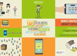 AE模板-扁平化手机网络购物介绍解说MG片头动画