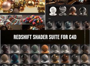 C4D Redshift渲染器500+木头金属塑料玻璃布料科技日常液体材质预设