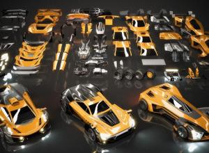 酷炫豪华超级跑车3D模型 (C4D/MAX/Maya/OBJ/FBX/Blender格式)