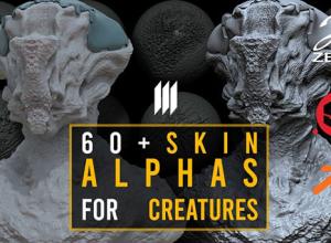 60组生物异形怪物皮肤表面雕刻细节Alpha纹理深度贴图预设