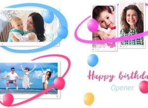 AE模板-多彩图形元素儿童生日快乐庆祝视频相册动画展示