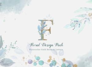 AE模板-清新花卉水彩植物元素背景设计包