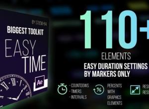 AE模板-圆形矩形渐变色时间秒表倒计时动画工具包