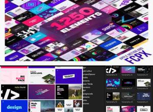 FCPX插件-1250+时尚排版商品介绍宣传包装文字标题字幕条Logo动画转场背景元素包