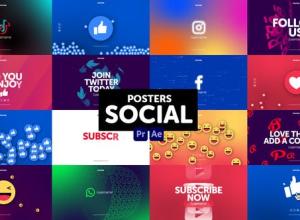 AE模板-16组社交媒体图标海报视频动画效果