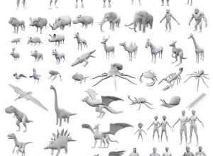 60组基础网格人物动物昆虫怪物等3D模型