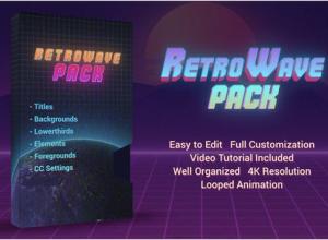 AE模板-400+复古风格波浪文字标题动画 Retro Wave Pack