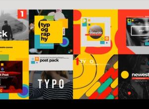 AE模板-8个独特INS时尚创意图形文字标题排版动画