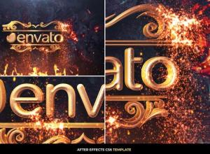 AE模板-火焰粒子燃烧徽标简介Logo文字动画 Gold Particles Logo Intro