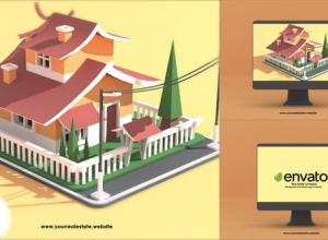 AE模板-房地产标志介绍卡通Logo动画 Real Estate Logo Intro