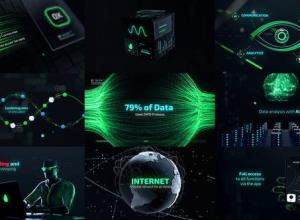 AE模板-科技感网络信息流大数据处理概念宣传片头