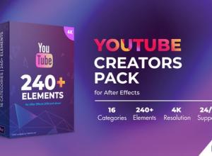 AE模板-240+网络视频包装订阅标题过渡制作宣传动画元素工具包