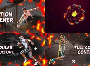 AE模板-卡通火焰燃烧人物定格介绍开场片头 Action Slideshow