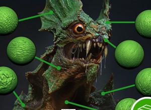 50个表面生物纹理皮肤ZBrush笔刷包